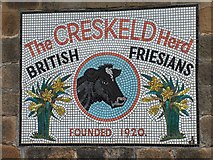 SE2644 : Mosaic sign near the entrance to Creskeld Home Farm, Creskeld Lane by Neil Theasby