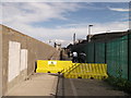 TQ4880 : Barriers on the Thames Path at Crossness Sewage Works by David Anstiss