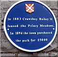 SO3014 : Blue plaque, Bailey Park, Abergavenny by Jaggery