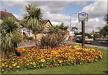 TQ4066 : Hayes Village Sign and Flower Bed by David Anstiss