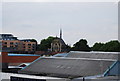 Church across the rooftops