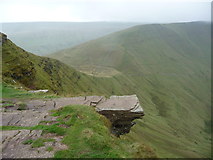 SO0320 : The ' Diving Board' rock above Bwlch ar y Fan by Jeremy Bolwell