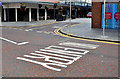 J3374 : New road markings, Queen Street, Belfast by Albert Bridge