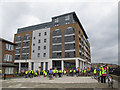 Cyclists gathering for the Skyride