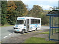 Globe Coaches bus at Taf Fechan Houses bus terminus, Pontsticill