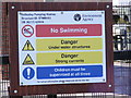 TM3643 : Sign on Hollesley Pumping Station by Geographer