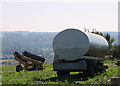 2011 : Tanker and field roller in waiting on Knook Horse Hill