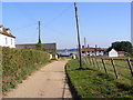 Footpath to Kirton Creek & entrance to High House Farm