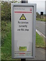 NZ1768 : Notice on the bus stop, south side of B6324, Callerton by Mike Quinn