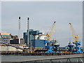 Close-up of the Tate and Lyle factory from the Thames Path