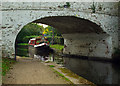 View of narrowboat through Bridge 189, Grand Union Canal