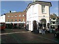 Godalming High Street with the old Market Hall (