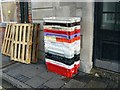 SY6778 : Pallets and fish-boxes, Maiden Street, Weymouth by Brian Robert Marshall