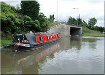 SJ6374 : Moored narrowboats near Barnton, Cheshire by Roger  D Kidd