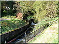 Nant Clydach emerges from a culvert, central Tonypandy