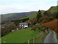 The minor road from Ystumtuen descends towards Cwmbrwyno