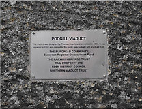 NY7807 : Podgill Viaduct plaque by Ian Taylor