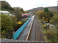 Ton Pentre railway station viewed from Church Road bridge