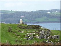 SH5086 : View of the Royal Charter disaster memorial from footpath, Moelfre by Meirion
