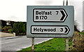 J4376 : Direction signs, Craigantlet crossroads by Albert Bridge