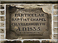 Charlesworth Particular Baptist Chapel Datestone