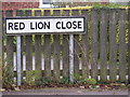 Red Lion Close sign