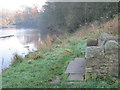 NZ0120 : Stone seat overlooking the River Tees by peter robinson