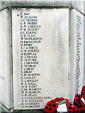 TL1829 : Hitchin War Memorial - World War Two Panel - D to H by John Lucas