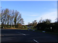 TM2773 : B1117 Laxfield Road & the footpath to the B1116 by Geographer