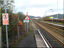 ST1283 : Unusual sign at the NW edge of Taffs Well railway station by Jaggery