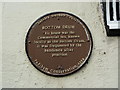 Brown plaque on No56 Church Street, Padiham