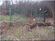 TQ2197 : Disused gate to Woodland Farm field, Arkley Lane by David Howard