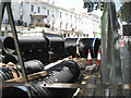 SP3165 : Two sizes of sewer pipe waiting in the Parade by Robin Stott