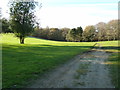 Bridleway west across West Surrey Golf Club