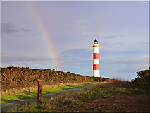 NH9487 : Rainbow by the Tarbatness lighthouse by sylvia duckworth