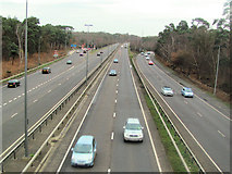 TQ0758 : A3 approaching M25 junction from footbridge by Chris Reynolds