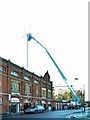 Changing a light bulb at Craven Cottage Football Ground