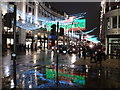 TQ2981 : London: Christmas light reflections in Regent Street by Chris Downer