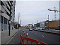 Colour-changing lights on Stratford High Street