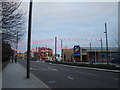 Colour-changing lights on Stratford High Street