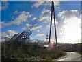 SJ7893 : Suspension Bridge over the M60 by David Dixon
