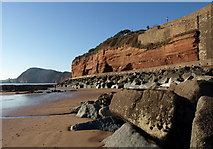 SY1286 : Cliffs and beach, Sidmouth by Derek Harper