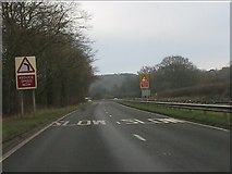 SO9278 : Warning sign on the A491 Holy Cross bypass by Peter Whatley
