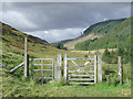 SN8053 : Bridleway gate and Cwm Tywi, Ceredigion by Roger  Kidd
