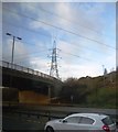 SP0495 : Electricity Pylon above the M6 at Junction 7 by Anthony Parkes