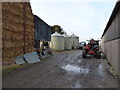 Barns and feed silos at Wood Hall farm