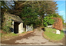 SO8707 : Bus shelter at the entrance to The Old Vicarage, Slad by Jaggery