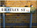TQ3482 : Street sign, Bratley Street E2 by Robin Sones
