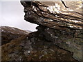 NN2274 : Rock undercut in Killiechonate Forest by ian shiell