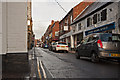 King Street, Knutsford where the pavement becomes no more than a kerb stone